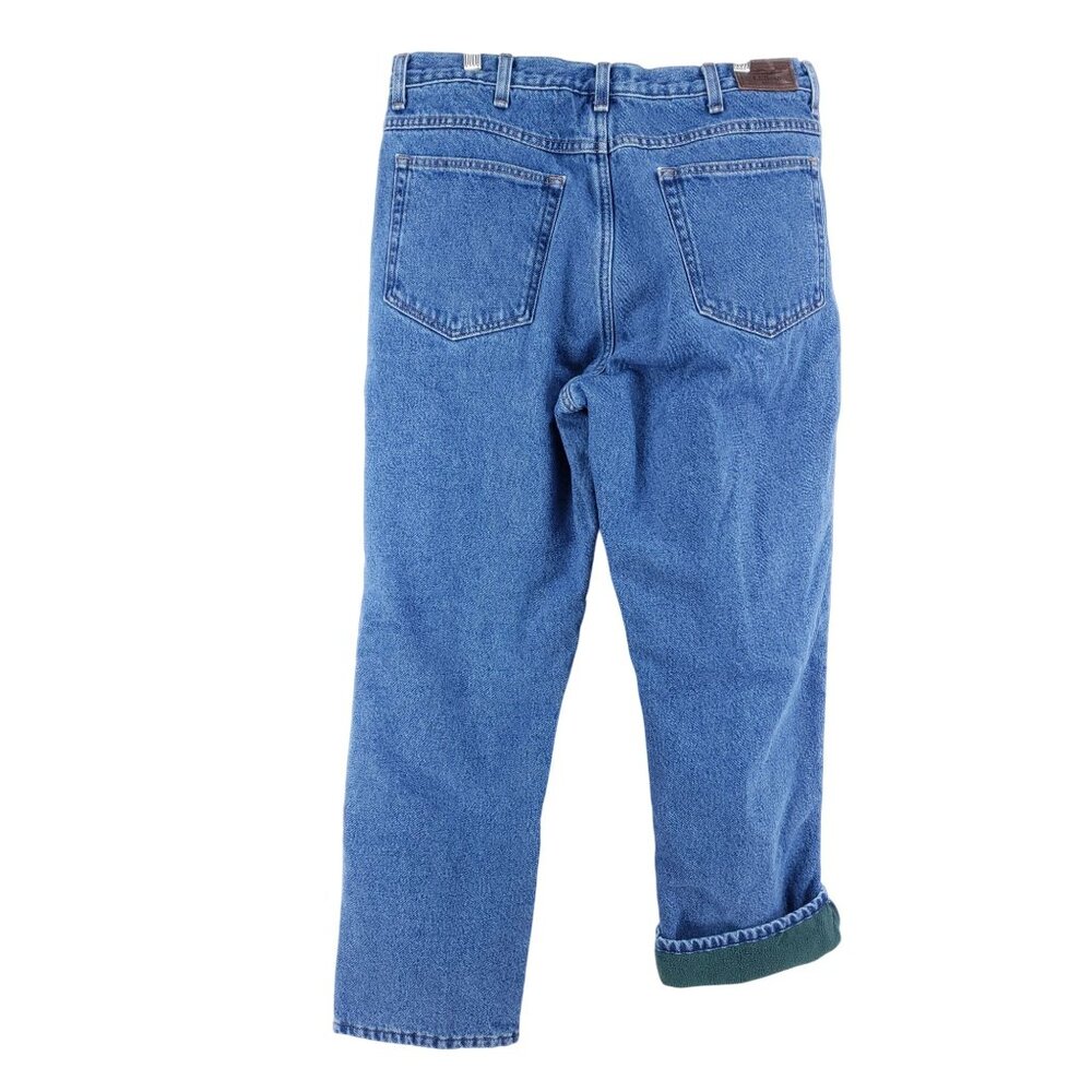 L.L. Bean Mens Size 37x30 Classic Fit Fleece Lined Medium Wash Straight Leg - Picture 2 of 8